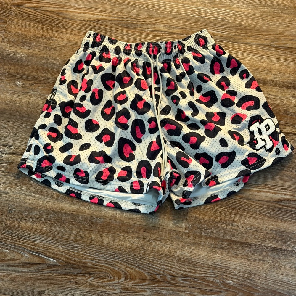 White/Pink Leopard Inaka Power Mesh Shorts